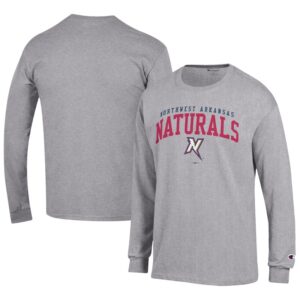 Men's Champion Gray Northwest Arkansas Naturals Jersey Long Sleeve T-Shirt