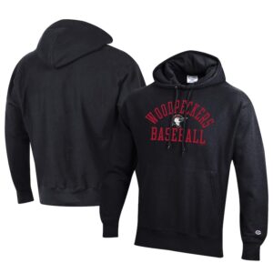 Men's Champion Black Fayetteville Woodpeckers Baseball Reverse Weave Pullover Hoodie