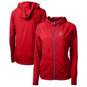 Women's Cutter & Buck Red Seattle Mariners Americana Logo Adapt Eco Knit Hybrid Recycled Full-Zip Hoodie