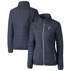 Women's Cutter & Buck Heather Navy Pittsburgh Pirates Americana Logo Rainier PrimaLoft Eco Insulated Full-Zip Puffer Jacket