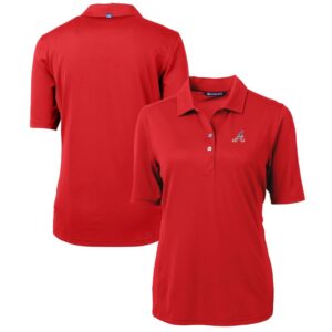 Women's Cutter & Buck Red Atlanta Braves Americana Logo DryTec Virtue Eco Pique Recycled Polo