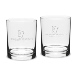 Niagara Falls Culinary Institute Team Design 14oz. Classic Double Old Fashion Glass Set
