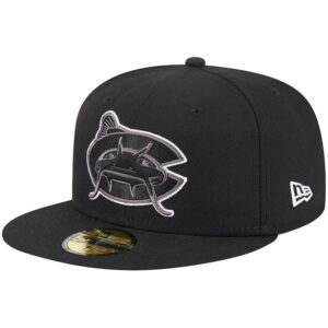 Men's New Era Black Carolina Mudcats Theme Nights Blackout  59FIFTY Fitted Hat
