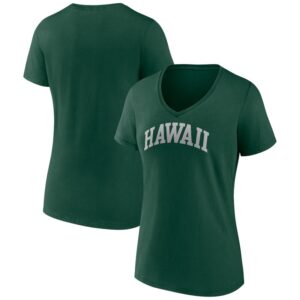 Women's Green Hawaii Warriors Basic Arch V-Neck T-Shirt