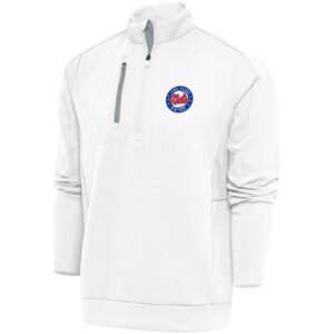 Men's Antigua  White Long Island Nets Generation Quarter-Zip Pullover Top