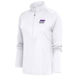 Women's Antigua White Stockton Kings Tribute Half-Zip Pullover Top