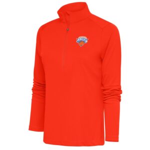 Women's Antigua Orange Westchester Knicks Tribute Half-Zip Pullover Top