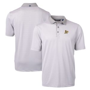 Men's Cutter & Buck Gray/White Athletics Virtue Eco Pique Micro Stripe Recycled Polo