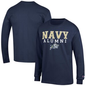Men's Champion  Navy Navy Midshipmen Alumni Logo Stack Long Sleeve T-Shirt