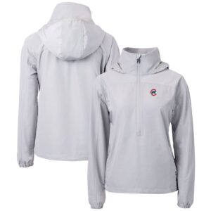 Women's Cutter & Buck  Gray Chicago Cubs Charter Eco Recycled Half-Zip Anorak Jacket