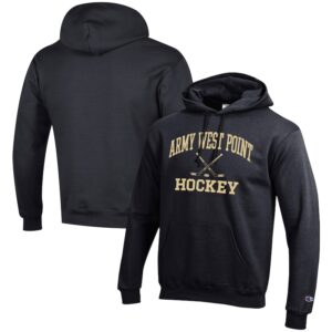 Men's Champion Black Army Black Knights Hockey Icon Pullover Hoodie