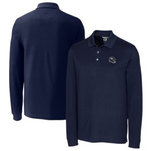 Men's Cutter & Buck  Navy Denver Broncos Helmet Advantage Tri-Blend Pique Long Sleeve Polo