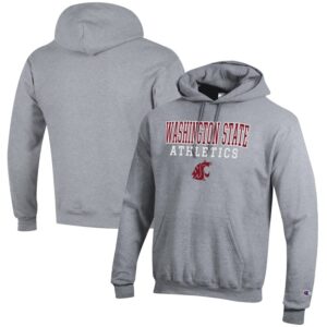 Men's Champion  Gray Washington State Cougars Athletics Logo Stack Pullover Hoodie