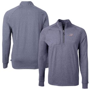 Men's Cutter & Buck Heather Navy Athletics Americana Logo Adapt Eco Knit Stretch Recycled Quarter-Zip Pullover Top