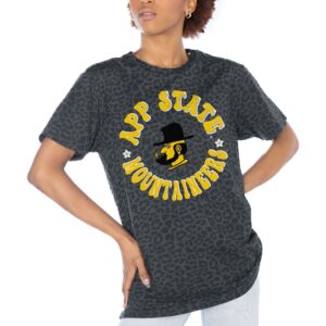 Women's Gameday Couture Charcoal Appalachian State Mountaineers Victory Lap Leopard Standard Fit T-Shirt