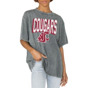 Women's Gameday Couture Gray Washington State Cougars Solid Defense Oversized T-Shirt