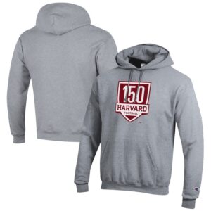 Men's Champion  Gray Harvard Crimson 150th Anniversary Eco Powerblend Pullover Hoodie