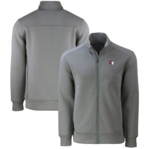 Men's Cutter & Buck  Gray Cleveland Guardians Roam Eco Recycled Full-Zip Jacket