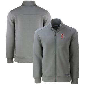 Men's Cutter & Buck  Gray Cleveland Guardians Roam Eco Recycled Full-Zip Jacket