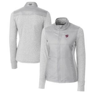 Women's Cutter & Buck  Gray Washington Nationals DryTec Stealth Hybrid Quilted Full-Zip Windbreaker Jacket