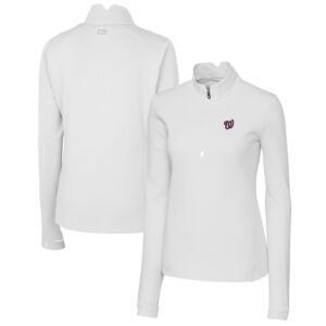 Women's Cutter & Buck  White Washington Nationals DryTec Traverse Stretch Quarter-Zip Pullover Top