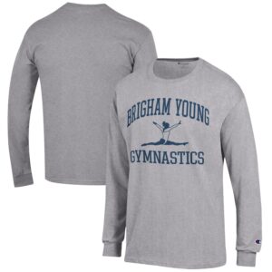 Men's Champion  Gray BYU Cougars Gymnastics Icon Long Sleeve T-Shirt