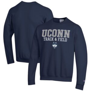 Men's Champion  Navy UConn Huskies Track & Field Stack Powerblend Pullover Sweatshirt