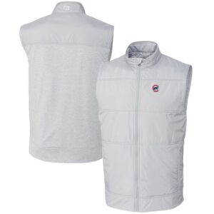 Men's Cutter & Buck  Gray Chicago Cubs Stealth Hybrid Quilted Windbreaker Full-Zip Vest