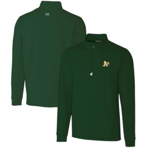 Men's Cutter & Buck Green Athletics Traverse Stretch Quarter-Zip Pullover Top