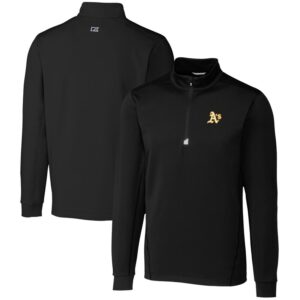 Men's Cutter & Buck Black Athletics Traverse Stretch Quarter-Zip Pullover Top