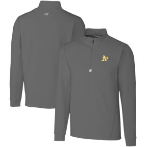 Men's Cutter & Buck Gray Athletics Traverse Stretch Quarter-Zip Pullover Top