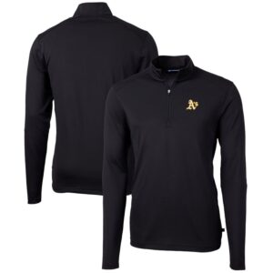 Men's Cutter & Buck Black Athletics Virtue Eco Pique Recycled Quarter-Zip Pullover Top