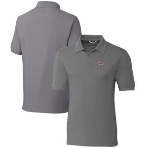 Men's Cutter & Buck  Gray Chicago Cubs Big & Tall Advantage Tri-Blend Pique Polo