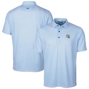 Men's Cutter & Buck Powder Blue Los Angeles Chargers Helmet Pike Double Dot Print Stretch Polo