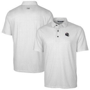 Men's Cutter & Buck  Charcoal Denver Broncos Helmet Pike Double Dot Print Stretch Polo