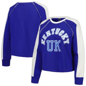 Women's Gameday Couture Royal Kentucky Wildcats Blindside Raglan Cropped Pullover Sweatshirt