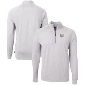 Men's Cutter & Buck  Heather Gray Quinnipiac Bobcats Big & Tall Adapt Eco Knit Quarter-Zip Pullover Top