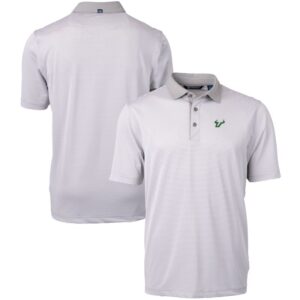Men's Cutter & Buck  Gray/White South Florida Bulls Big & Tall Virtue Eco Pique Micro Stripe Recycled Polo