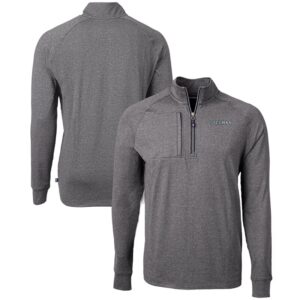 Men's Cutter & Buck  Heather Black Spelman College Jaguars Big & Tall Adapt Eco Knit Quarter-Zip Pullover Top