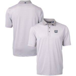 Men's Cutter & Buck  Gray/White Utah State Aggies Big & Tall Virtue Eco Pique Micro Stripe Recycled Polo