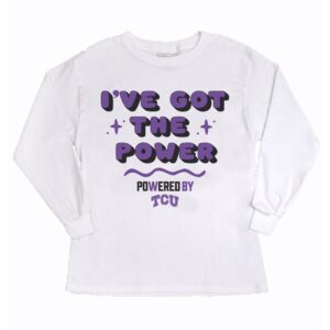 Girls Youth Gameday Couture White TCU Horned Frogs PoweredBy Got the Power Long Sleeve T-Shirt