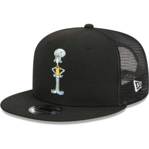 Men's New Era Black SpongeBob SquarePants Squidward Mesh Trucker 9FIFTY Snapback Hat