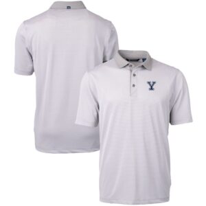 Men's Cutter & Buck  Gray/White Yale Bulldogs Big & Tall Virtue Eco Pique Micro Stripe Recycled Polo