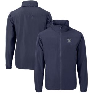 Men's Cutter & Buck  Navy Xavier Musketeers Big & Tall Charter Eco Knit Recycled Full-Zip Jacket