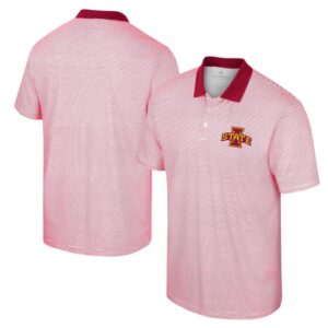 Men's Colosseum White/Cardinal Iowa State Cyclones Print Stripe Polo