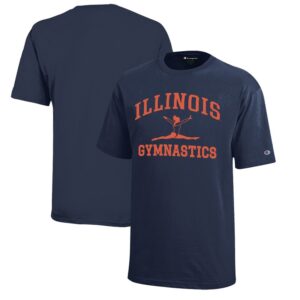 Youth Champion  Navy Illinois Fighting Illini Icon Logo Gymnastics T-Shirt