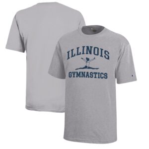 Youth Champion  Gray Illinois Fighting Illini Icon Logo Gymnastics T-Shirt