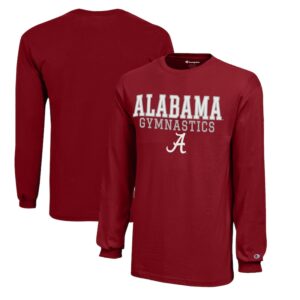 Youth Champion Crimson Alabama Crimson Tide Stacked Logo Long Sleeve Gymnastics Jersey T-Shirt