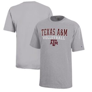 Youth Champion  Gray Texas A&M Aggies Stacked Logo Volleyball T-Shirt