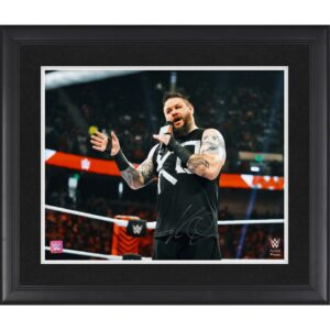 Kevin Owens WWE Autographed Framed 16" x 20" In Ring with Mic Photograph